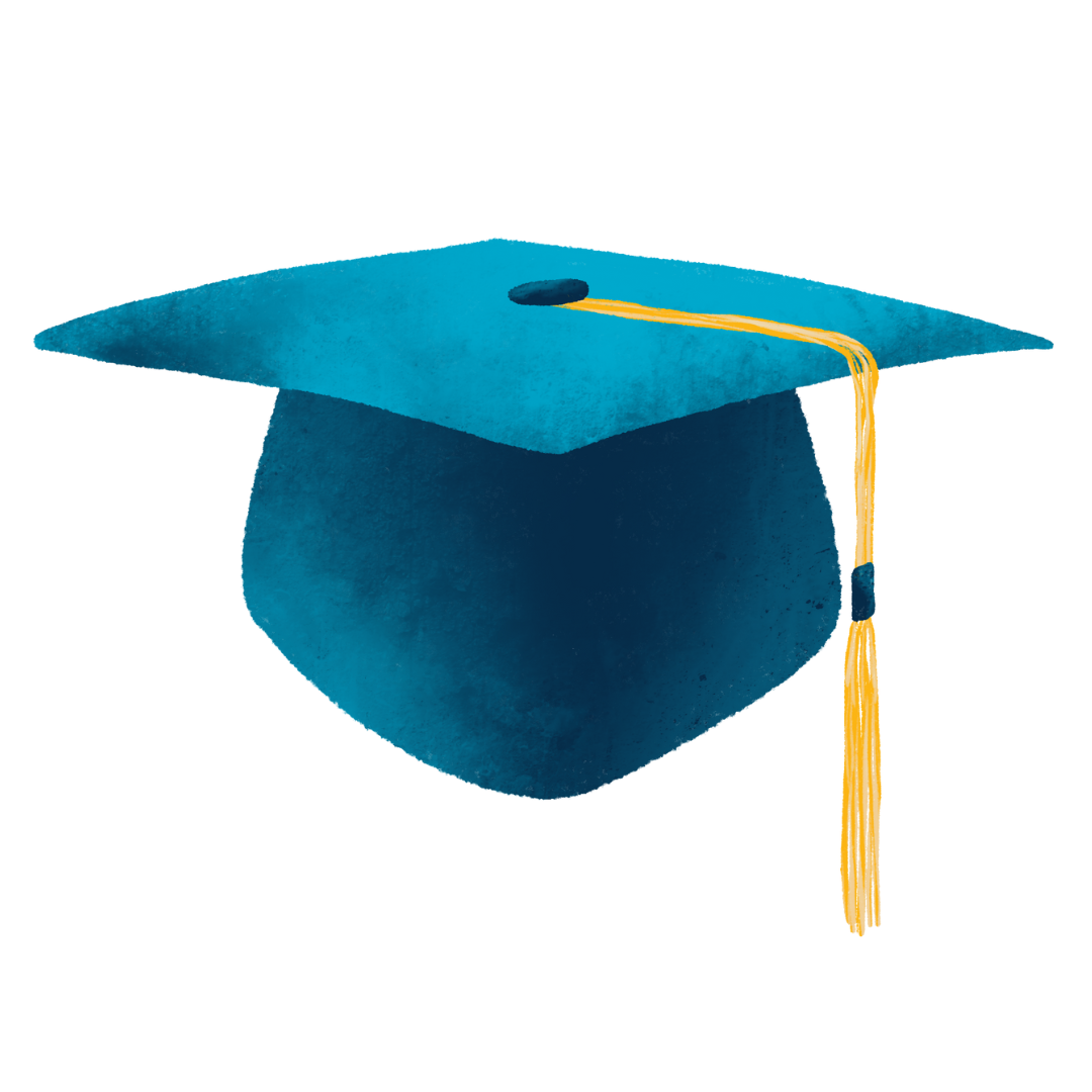 A blue graduation cap
